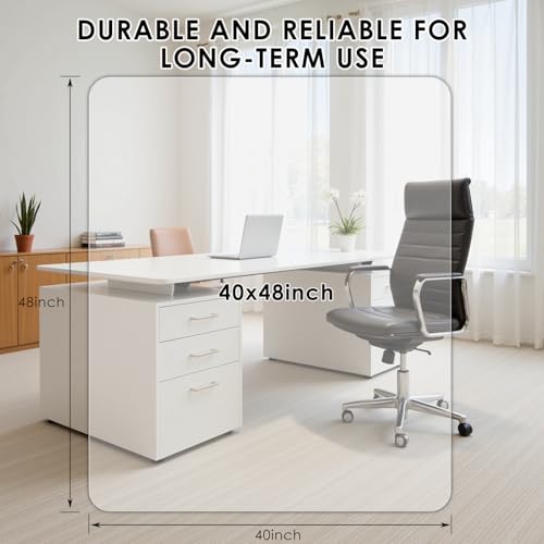 Kuyal 2 Pack 1/5" Thick Office Chair Mat, 40" x48" Heavy Duty Hard Computer Chair Mat, Under Desk Protector Carpeted Floors Mats, Easy Chair Movement, Can be Used on Carpet or Hard Floor, Ship Flat