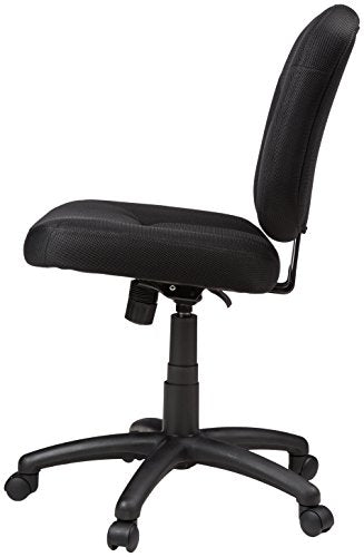 Amazon Basics Low-Back Armless Office Desk Chair with Back Support, Adjustable Height, 360 Degree Swivel, Fabric Upholstery, Rolling Wheels, Black