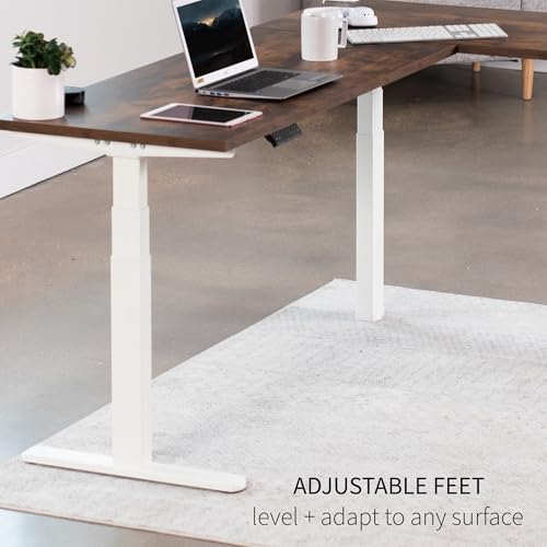 VIVO White Electric Corner 3 Leg Standing Desk Frame, DESK-V130EW