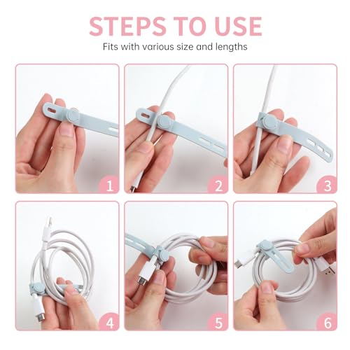 Oligei 25 Pcs Silicone Cable Ties, Cable Ties Reusable, High Elasticity Cord Wraps for Electrical Cords, Cord Organizer for Earphone, Phone Charger(Colorful)