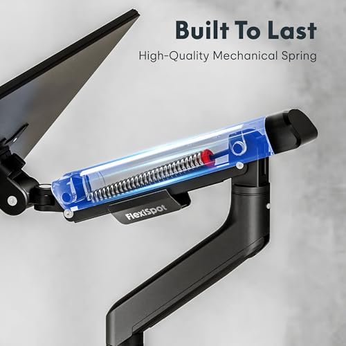 FlexiSpot Single Monitor Arm, Premium Aluminum Monitor Desk Mount Fits Screen up to 39 Inches, Fully Adjustable Monitor Stand with C-Clamp & Grommet Base, Holds 6.61 to 26.46 lbs, Black