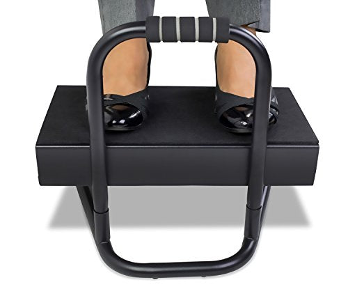 Mount-It! Height Adjustable Foot Rest for Standing and Sitting, Freestanding Under The Desk Footrest with Handle and Six Height Settings, Anti-Slip Padded Surface,Black
