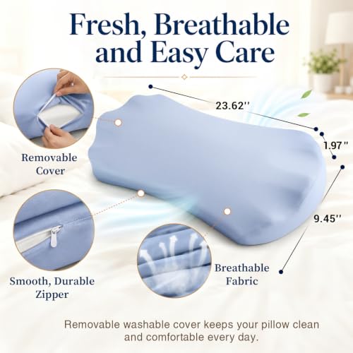 Fledano Lumbar Pillow for Sleeping, Lumbar Support Pillow for Bed for Back Pain Relief, Memory Foam Lower Back Pillow for Bed, Back Support Pillow for Side & Back Sleepers, Washable Cover