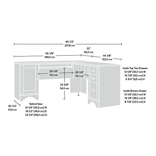 Sauder Harbor View Computer Desk, 66.14"D x 66.14"W x 30.28"H , Salt Oak finish