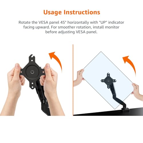 Amazon Basics Gas Spring Single Computer Monitor Arm Desk Mount, Adjustable, Holds up to 27" Monitors, Black