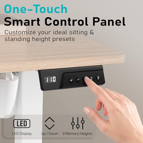 YOLEZO 35" Electric Standing Desk Adjustable Height, Small Sit Stand Desk for Home Office & Computer Workstation, Compact Work Desk with Cable Management (Light Walnut)