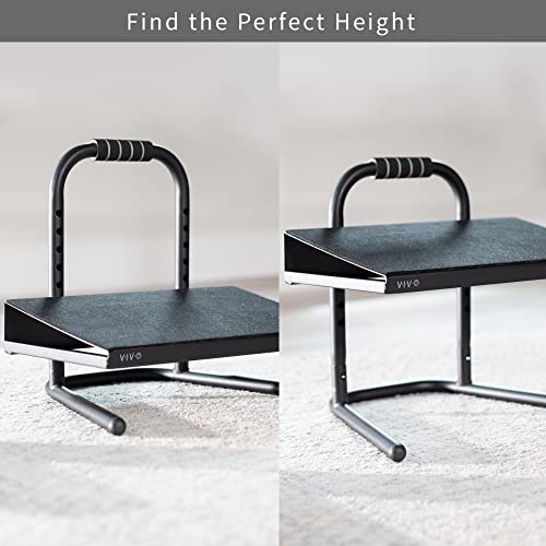 VIVO Ergonomic Height Adjustable Foot Rest Relief Platform, Elevated Stool for Comfortable Sit to Stand Workstation, Non-Slip Surface, Portable, Home Office Classroom Use, Black, STAND-FT01