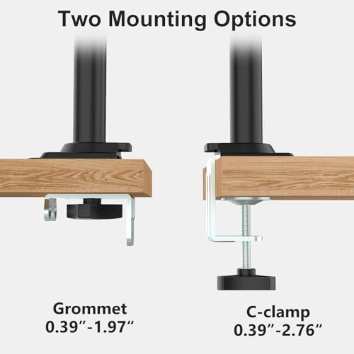 WALI Dual Monitor Mount, 13-33 Inch Adjustable Dual Monitor Arm for Desk Holds Max 19.8 lbs Screens, Swivel Vesa Bracket with C Clamp, Grommet Mounting, Monitor Arms for 2 Monitors (GSDM002)
