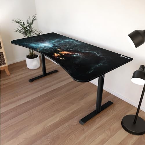 Arozzi Arena Special Edition Ultrawide Curved Gaming and Office Desk with Full Surface Water Resistant Desk Mat Custom Monitor Mount Cable Management Cut Outs - Omega