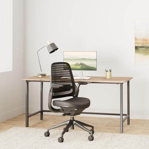 Steelcase Series 1 Office Chair - Ergonomic Work Chair with Wheels for Carpet - Helps Support Productivity - Weight-Activated Controls, Back & Arm Support - Easy Assembly - Licorice