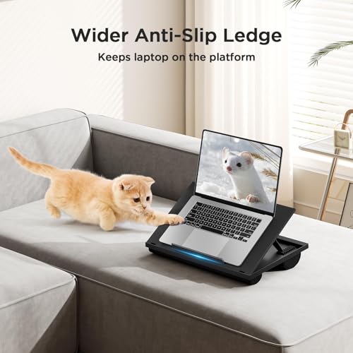 HUANUO Lap Desk, Portable Laptop Stand Fits Up to 15.6 Inch Laptops, Adjustable with 8 Angles Lap Desks for Adults - Dual Cushion Desk for Sofa, Bed, Car or Work Table