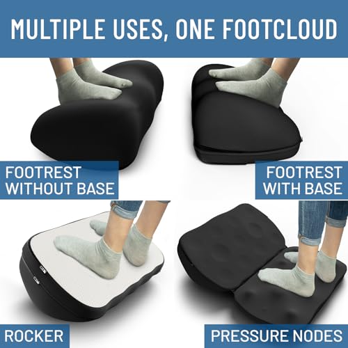 Elevate Series by Everlasting Comfort Adjustable Cloud Foot Rest for Under Desk at Work with Pressure Point Nodes - Comfortable Memory Foam Office Foot Stool & Desk Pillow, Gaming & Home Accessories
