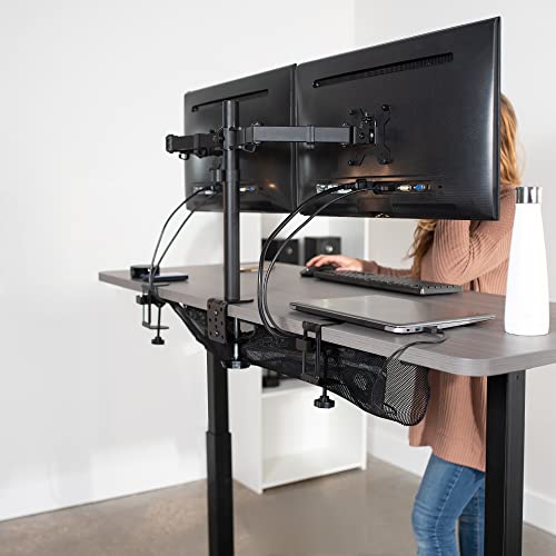 VIVO No Drill Clamp-on 36 inch Mesh Net Under Desk Cable Management Wire Organizer, Adjustable Home Office Standing Desk Cord Storage Sleeve, Black, DESK-AC36MH