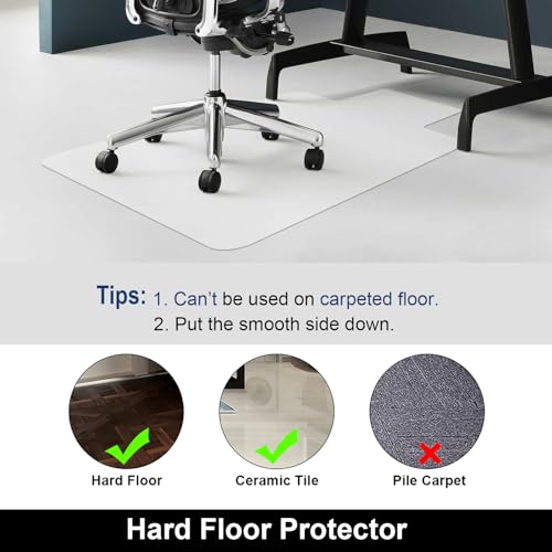 AiBOB Office Chair Mat for Hardwood Floor, 36 X 48 inches, Hard Floor Chair Mats Under Computer Desk, Easy Glide for Rolling Chairs