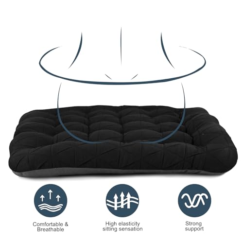 BUYUE Good Support Office Chair Cushion, Luxury Jacquard with Anti-Skid Silicone Seat Cushion Padded for Computer Desk Kitchen Chair (1 Count, Black)