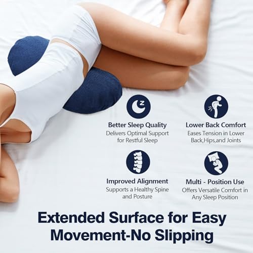 COMFYTHERA Lumbar Support Pillow for Sleeping Memory Foam Lumbar Support Cushion for Lower Back Pain Relief, Back Support Bed Pillow Waist Support (Dark Blue, Large)