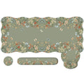 iCasso Desk Mat Set,Large Mouse Pad with Wrist Rest,Ergonomic Keyboard Wrist Support for Women,Girly Floral Computer Mat with Scalloped Edges,Non-Slip Desk Pad Home Office Gaming (Green)