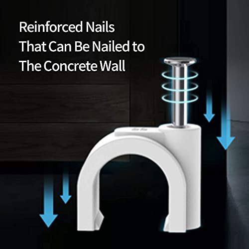 Abnii Cable Clips, 400 Pcs, 4mm 6mm 8mm 10mm, Wire Wall Clips with Steel Nails, Ethernet Cable Clips, Cable Tacks Coax Holder Clips, RG6 RG59 CAT6 RJ45 Cable Cord Clips, White…