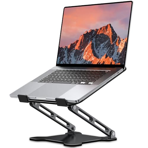 LOXP Adjustable Laptop Stand for Desk, Metal Foldable Laptop Riser Holder, Portable Ventilated Cooling Desk Book Shelf, Ergonomic Computer Notebook Stand Compatible with 10-15.6" Laptops