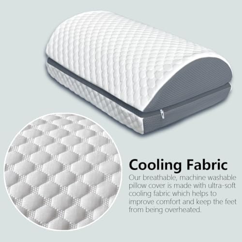 BlissfulNest Foot Rest Pillow for Under Desk at Work Office Footrest High Density Memory Foam Cooling Fabric Height Adjustable Foot Elevation Firm Feet Rest
