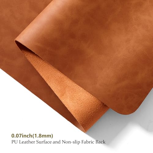 Distressed Leather Desk Mat - Non-Slip PU Desk Pad for Office and Home - Desk Organization and Accessories - Ideal for Large Mouse Pad and Desk Mats on Top of Desks(Tan,31.5"x 15.7")
