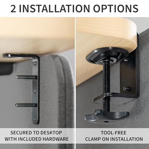 VIVO Clamp-on/Screw-on 60 x 24 inch Privacy Panel, Sound Absorbing Cubicle Desk Divider, Acoustic Partition, Dark Gray, PP-1-V060D
