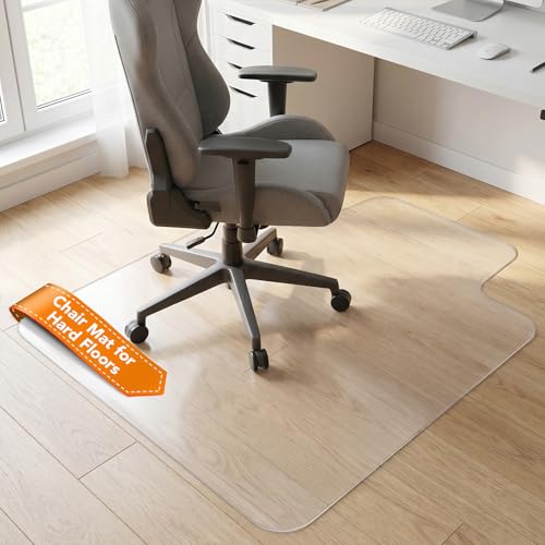 Chair Mat for Hardwood Floor, 35.5" x 47.5" Clear Office Chair Mat for Hardwood Floors with Lip, Desk Chair Mat for Rolling Chair, Smooth Rolling Desk Chair Mat, Easy-Clean Floor Protector