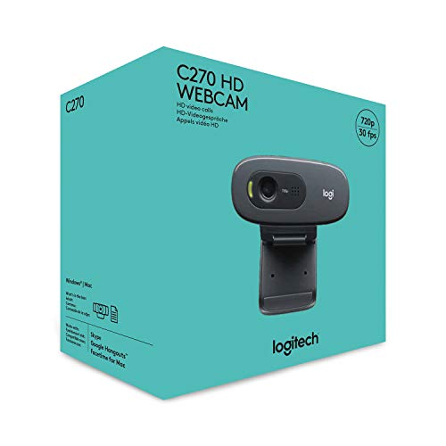 Logitech C270 Webcam, 720p, Widescreen Video Calling, Light Correction, Noise-Reducing Mic, Works with Zoom, Nintendo Switch 2’s New GameChat Mode, PC/Mac/Laptop/MacBook/Tablet - Black