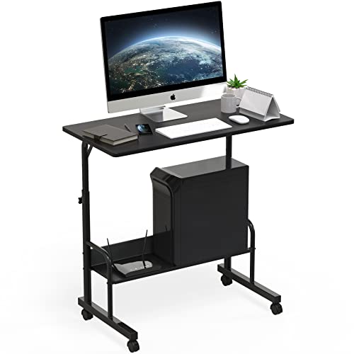 SHW 30.5" to 40.5" Height Adjustable Mobile Standing Desk Laptop Workstation for Walking Pad Treadmill, Black