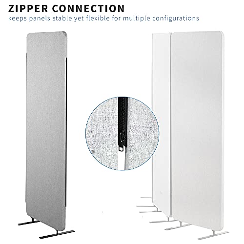 VIVO Freestanding 24 x 66 inch Privacy Panel, Cubicle Divider, Acoustic Wall Partition, Single 24 inch Panel with 2-Sided Zipper Attachment System, Gray, PP-1-T024G