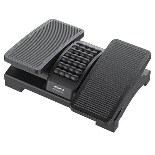 Mount-It! Ergonomic Footrest, Tilt Adjustable Individual Platforms, Height Adjustable Foot Rest with Massage Surface, Under Desk Foot Stool for Office, Leg Support and Improved Posture, Black