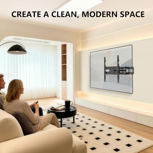 WALI Full Motion TV Wall Mount for 32–70 Inch TVs – Dual Articulating Mount with Swivel, Tilt & Extension | VESA up to 400x400mm | Fits 12/16" Wood Studs | Holds Up to 88 lbs
