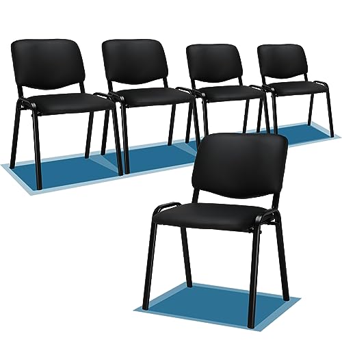 VINGLI Waiting Room Chairs, 5-Pack PU Church Conference Stackable, Office Guest Chairs & Reception Stacking Chair for Meeting Room, Office Lobby, Simple&Space-Saving
