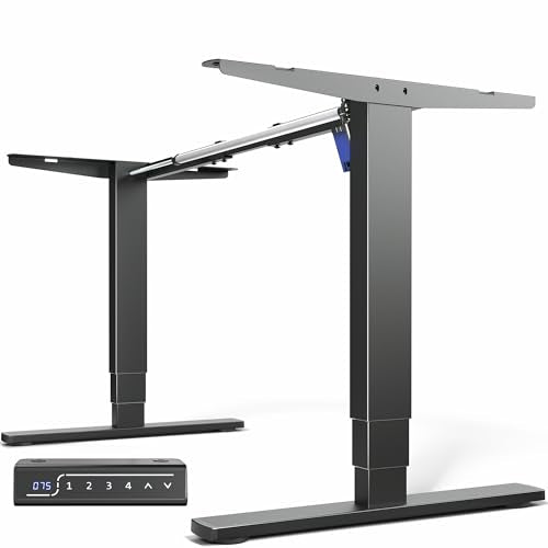 VIVO Electric Stand Up Desk Frame Workstation with Memory Touch Pad, Single Motor Ergonomic Standing Height Adjustable Base, Black, DESK-V102E