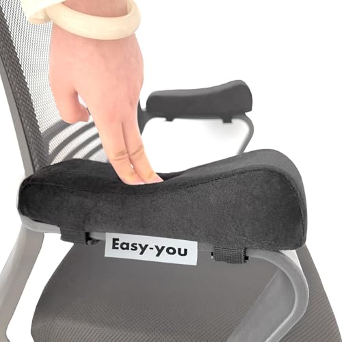 Easy-you Office Chair Armrest Covers, Set of 2 Comfortable Armrest Elbow Pillow (2 Black Armrest Pillow)