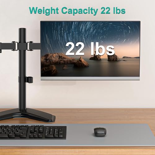 WALI Dual Monitor Stand for Desk, Monitor Stands for 2 Monitors up to 27 inch, Dual Monitors Mount Fits up to 22lbs, Free Standing Full Motion Dual Monitors Arm for Desk (MF002), Black