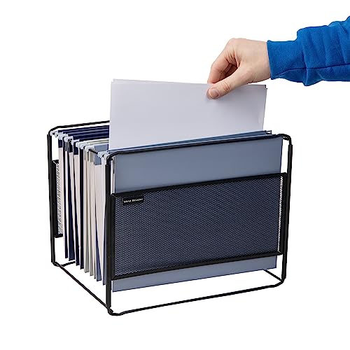 Mind Reader Hanging File Folder Organizer, Desktop Organizer, Storage, Office, Metal Mesh, Black