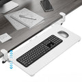 Keyboard Tray Under Desk, Pull Out Keyboard & Mouse Tray with Adjustable C-clamp, 25.6(31.5 Including Clamps) x 11.8 Inch Slide Out Computer Keyboard Drawer Mouse Tray for Typing,White