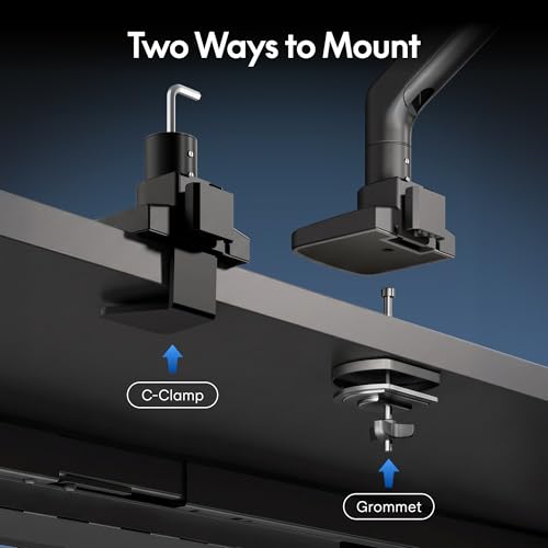 FlexiSpot Ultrawide Monitor Arm, Monitor Stand for 17 to 49 inch Screens Holds up to 44 Lbs, Adjustable Gas Spring Arm with C Clamp & Grommet Base for Gaming Office, 75/100 VESA Mount, Black