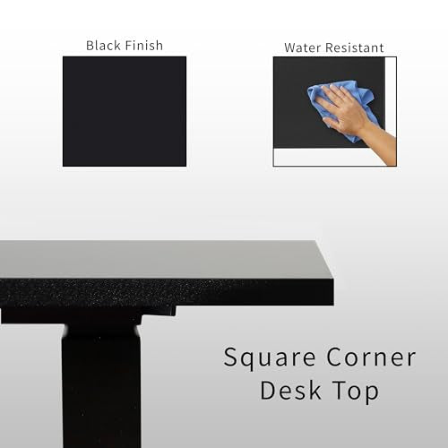 VIVO Electric Height Adjustable 84 x 71 inch Corner Memory Stand Up Desk, 2 Black Solid Square Corner Table Tops, Black Frame, L-Shaped Workstation, 3E-S Series, DESK-KIT-3E10SB