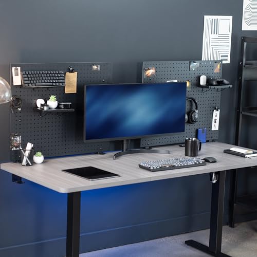 VIVO Steel Clamp-on Desk Pegboard, 60 x 24 inch Privacy Panel, Magnetic Peg Board, Office Accessory Organizer, Above or Below Desk Placement, Black, PP-DK30B-2