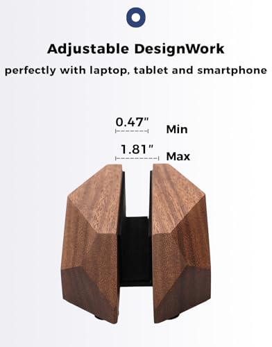 Nuvograin Adjustable Vertical Laptop Stand, MacBook Holder with Wood, Wooden Laptop Stand, Vertical Laptop Holder for Desk, Width Adjustable Dock Fits All MacBook/Surface Pro