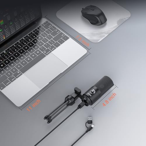 FIFINE USB Microphone, Metal Condenser Recording Microphone for MAC OS, Windows, Cardioid Laptop Mic for Recording Vocals, Voice Overs, Streaming, Meeting and YouTube Videos-K669B