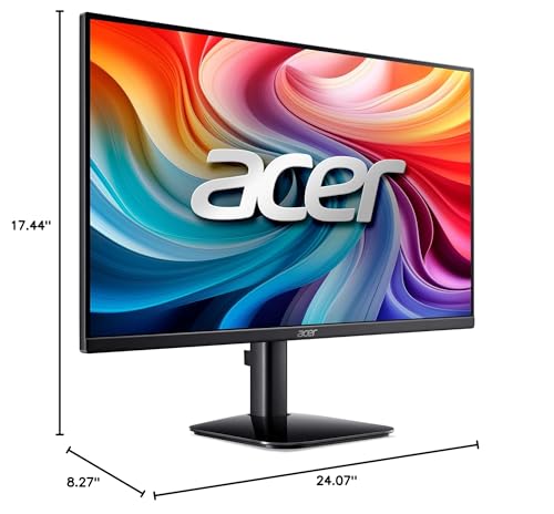 Acer 27 Inch Monitor- KB272-27 Inch FHD IPS (1920 x 1080) Display, Up to 120Hz Refresh Rate, 99% sRGB, Tilt, Adaptive-Sync Support (FreeSync Compatible) 1ms (VRB), sRGB 99% Color, HDMI & VGA Ports