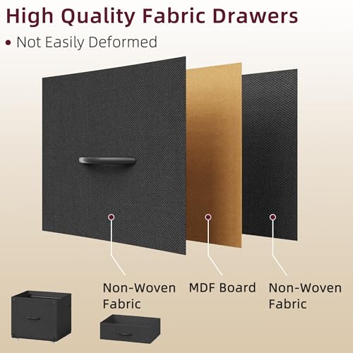 HIGDBFE File Cabinet with 2-Tier Shelf, Letter Size Drawer Filing Cabinet with Reversible Side Bag, Vertical Office Cabinet Printer Stand with Storage for Home Office, Black, 16.5" W