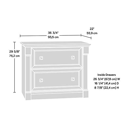 Sauder Palladia 2 Drawer File Cabinet, Lateral Filing Cabinets for Home Office, Hanging File Folders Organizer, Interlocking Drawers, in Vintage Oak Finish
