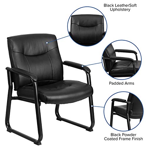 Flash Furniture Hercules Series Big & Tall LeatherSoft Executive Side Reception Chair, Padded Lobby Chair with 500-lb. Static Weight Capacity, Black