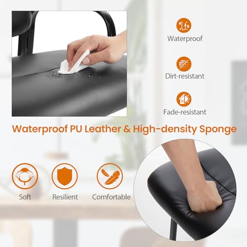 Sweetcrispy Office Reception Guest Chair No Wheels Set of 2, Leather Stationary Waiting Room Chairs with Padded Arms for Elderly Desk Conference Room Lobby Table Side Salon, Inky