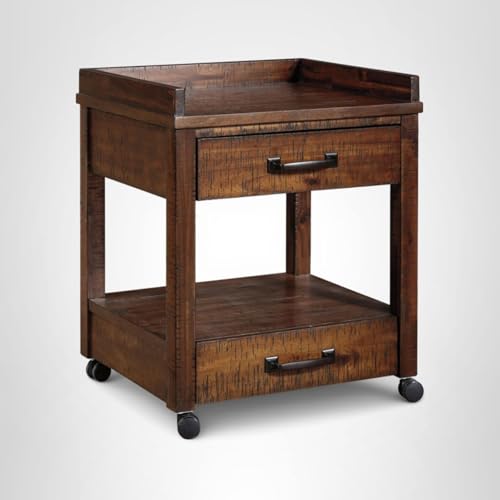 Signature Design by Ashley Baldridge Office Printer Stand, Storage, Electrical Outlets, USB Charing Ports, Wood, 21" W x 18" D x 24.63" H, Brown