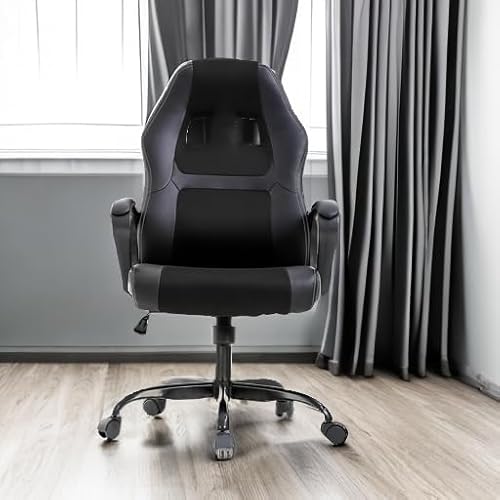 PayLessHere Gaming Chair Ergonomic Office Chair Computer Chair with Lumbar Support Ergonomic Pu Leather Adjustable Height Executive Chair for Women Men and Adults (Classic, Black)
